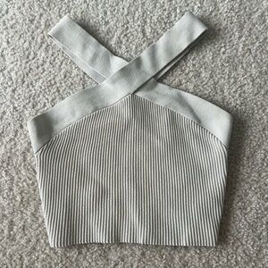 Aritzia Gray Ribbed Bustier Crop Tank Top